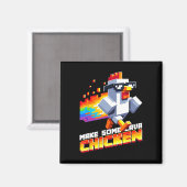 Grappig spel humor meme maak wat kip pixel kunst  magneet (Voorkant / Achterkant)