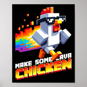 Grappig spel humor meme maak wat kip pixel kunst  poster