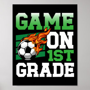 Grappig spel op voetbal voor de 1e klas terug naar poster