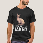 Grappig Sphynx Cat Design voor Mannen Vrouwen Haar T-shirt (Voorkant)