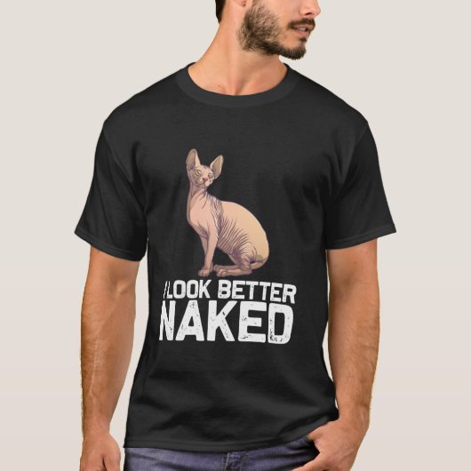 Grappig Sphynx Cat Design voor Mannen Vrouwen Haar T-shirt (Voorkant)