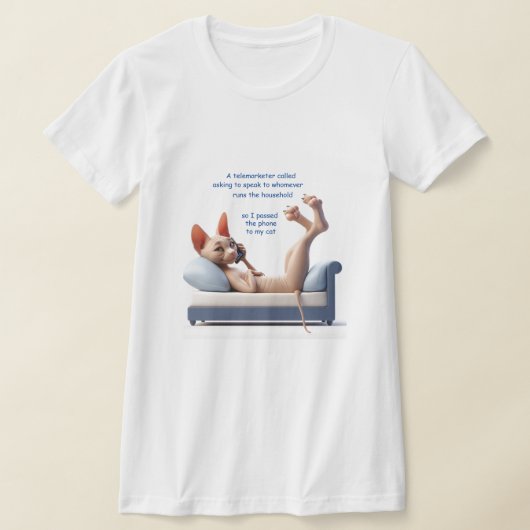 Grappig Sphynx telemarketeer T-shirt (Laagn)