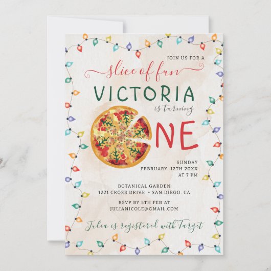 Grappig Spicy Slice Pizza BBQ Foto Eerste Verjaard Kaart (Voorkant)