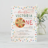 Grappig Spicy Slice Pizza BBQ Foto Eerste Verjaard Kaart (Staand voorkant)