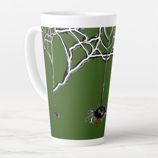 Grappig Spiders Cartoon Cust. Green Latte Mok (Linkerhoek)