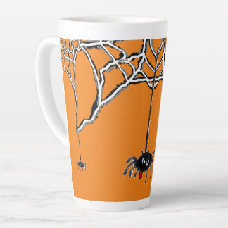 Grappig Spiders Cartoon Cust. Oranje latte Mok