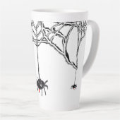 Grappig Spiders Cartoon Cust. Witte latte Mok (Rechterhoek)