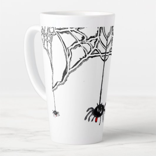 Grappig Spiders Cartoon Cust. Witte latte Mok (Linkerhoek)