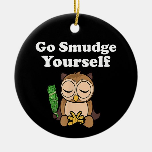 Grappig Spiritueel Ga Vlekken Jezelf Uil Mediteren Keramisch Ornament (Voorkant)