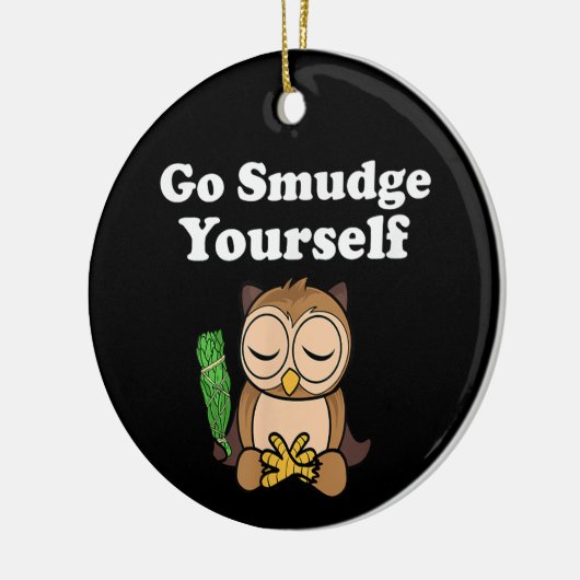 Grappig Spiritueel Ga Vlekken Jezelf Uil Mediteren Keramisch Ornament (Links)