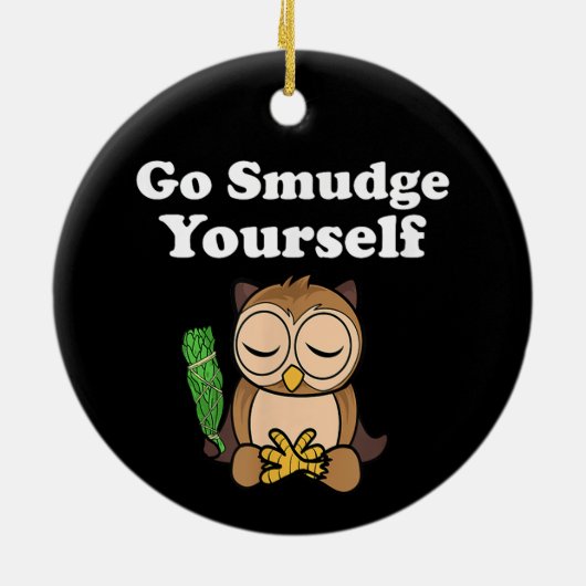 Grappig Spiritueel Ga Vlekken Jezelf Uil Mediteren Keramisch Ornament (Achterkant)