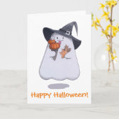 Grappig Spook/Gelukkig Halloween Kaart (Gele Bloem)