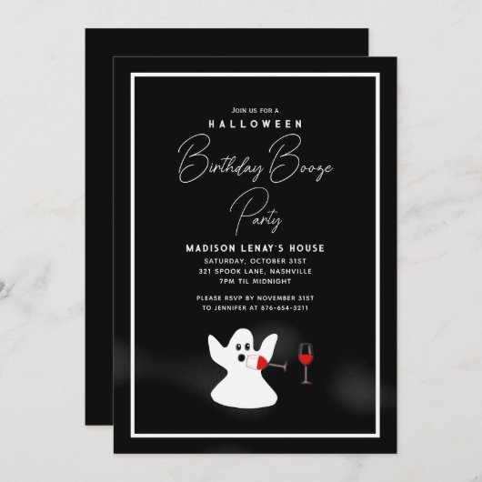 Grappig spook Halloween Booze Verjaardagsfeest Kaart (Voorkant / Achterkant)