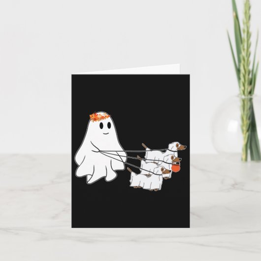 Grappig spook lopen met drie honden Halloween Herf Kaart (Voorkant)
