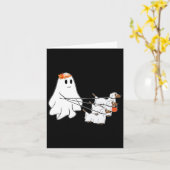 Grappig spook lopen met drie honden Halloween Herf Kaart (Gele Bloem)