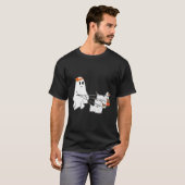Grappig spook lopen met drie honden Halloween Herf T-shirt (Voorkant volledig)