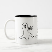 grappig spookbeeld schreeuwend boo halloween grafi tweekleurige koffiemok (Links)