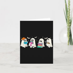 Grappig spookboek lezende halloween-boekenliefhebb kaart