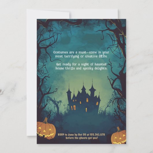 Grappig spookhuis Halloween feest! Kaart (Achterkant)