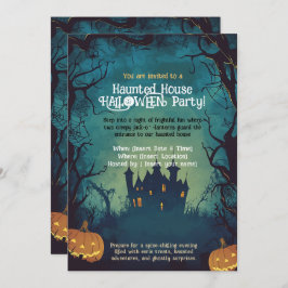 Grappig spookhuis Halloween feest! Kaart