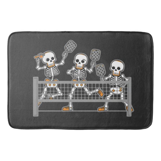 Grappig Spooky Drie Skelet Spelen Pickleball Gift Badmat (Voorkant)