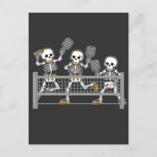 Grappig Spooky Drie Skelet Spelen Pickleball Gift Briefkaart