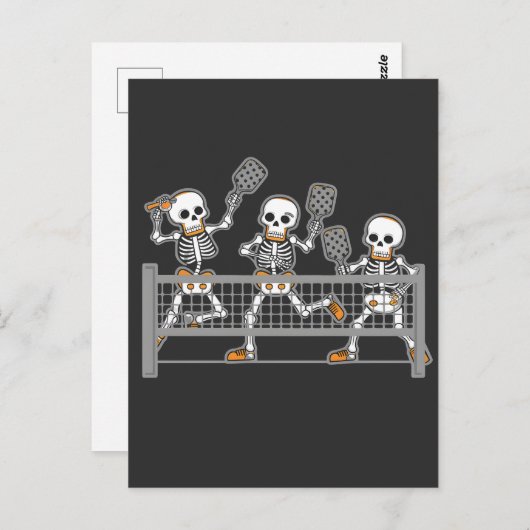 Grappig Spooky Drie Skelet Spelen Pickleball Gift Briefkaart (Voorkant / Achterkant)