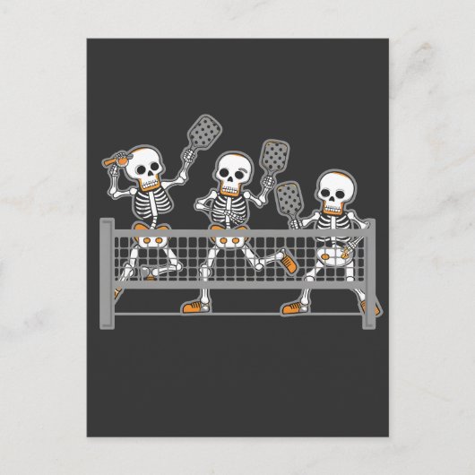 Grappig Spooky Drie Skelet Spelen Pickleball Gift Briefkaart (Voorkant)