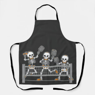 Grappig Spooky Drie Skelet Spelen Pickleball Gift Schort