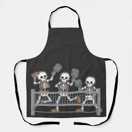 Grappig Spooky Drie Skelet Spelen Pickleball Gift Schort (Voorkant)