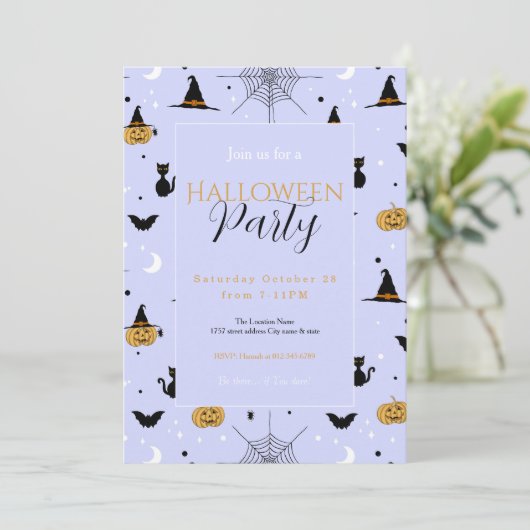 Grappig Spooky Halloween Lavendel Design Kaart (Staand voorkant)