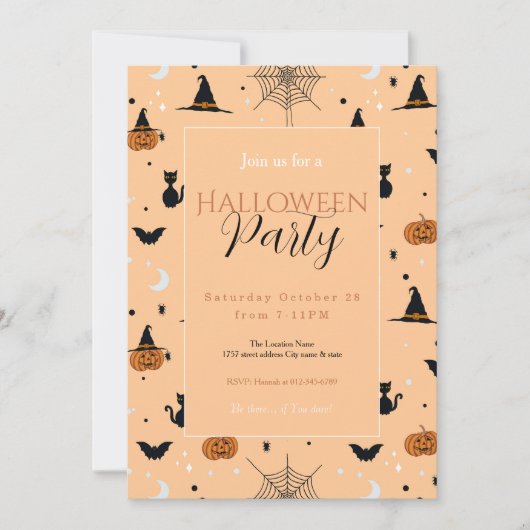 Grappig Spooky Halloween Oranje ontwerp Kaart (Voorkant)