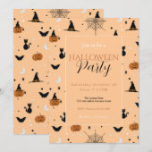Grappig Spooky Halloween Oranje ontwerp Kaart (Voorkant / Achterkant)