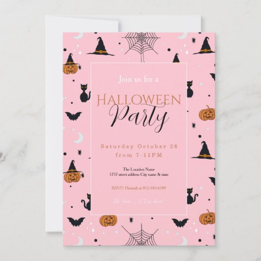 Grappig Spooky Halloween Roze Ontwerp Kaart (Voorkant)