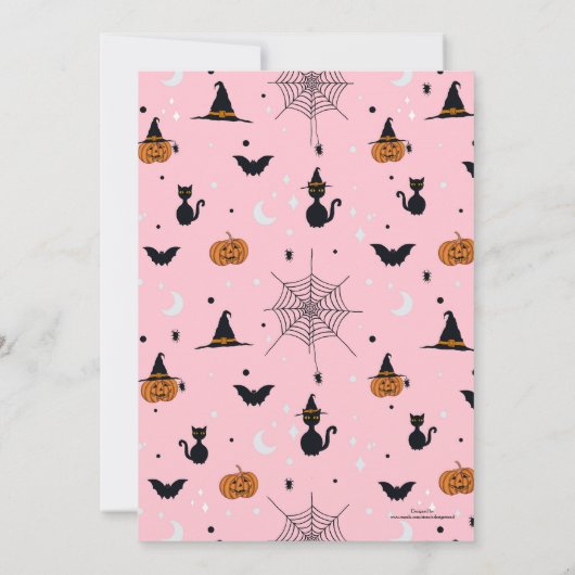 Grappig Spooky Halloween Roze Ontwerp Kaart (Achterkant)