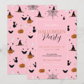 Grappig Spooky Halloween Roze Ontwerp Kaart (Voorkant / Achterkant)