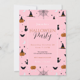 Grappig Spooky Halloween Roze Ontwerp Kaart