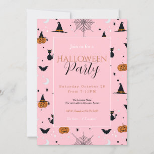 Grappig Spooky Halloween Roze Ontwerp Kaart