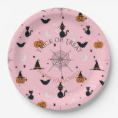 Grappig Spooky Halloween Roze Ontwerp Papieren Bordje (Voorkant)