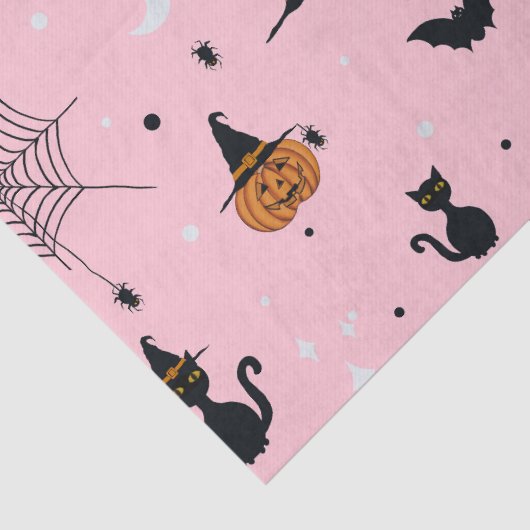 Grappig Spooky Halloween Roze Ontwerp Tissuepapier (Detail)