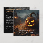 Grappig Spooky Haunted House Halloween Dinner Part Kaart (Voorkant / Achterkant)