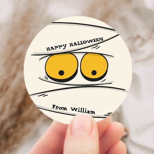 Grappig & Spooky Mummy Spider Happy Halloween Ronde Sticker