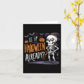 Grappig Spooky Skeleton Ghost Is Het Halloween Al Kaart (Gele Bloem)