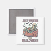 Grappig Spooky Skeleton Summerween Wachten op Hall Magneet (Voorkant / Achterkant)