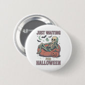 Grappig Spooky Skeleton Summerween Wachten op Hall Ronde Button 5,7 Cm (Voorkant /achterkant)