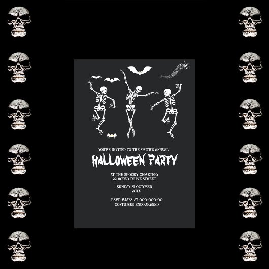 Grappig spooky zwart-wit halloween kaart