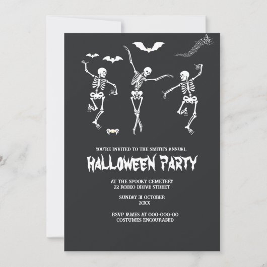 Grappig spooky zwart-wit halloween kaart (Voorkant)