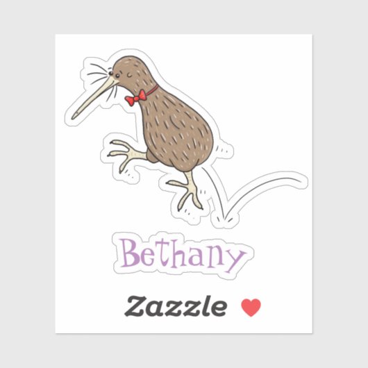 Grappig springende kiwi-cartoon illustratie sticker (Vel)