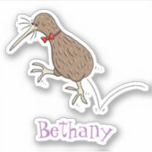 Grappig springende kiwi-cartoon illustratie sticker (Voorkant)