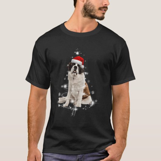 Grappig St Bernard Santa Merry Tree Xmas kostuum v T-shirt (Voorkant)